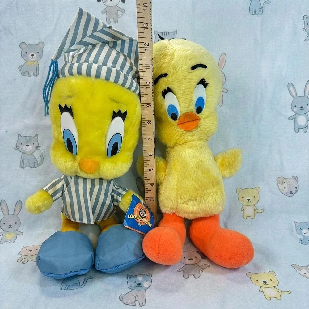 Two Tweety Birds - Vintage 1997 Looney Tunes Tweety Bird Plush in Pajamas - 12